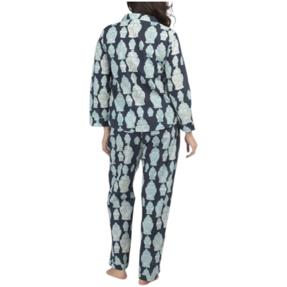 SAATVIK 2pc Cotton Chinoiserie Pajamas Set - Picture 2 of 3